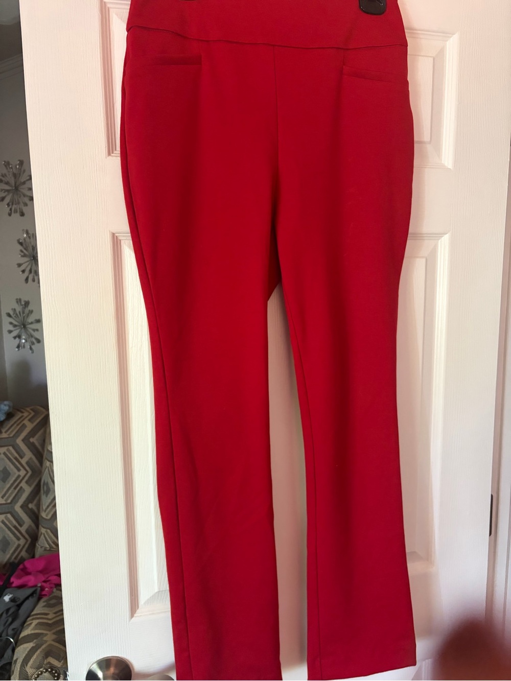 New York & Company Red Ponte High-Rise Trousers